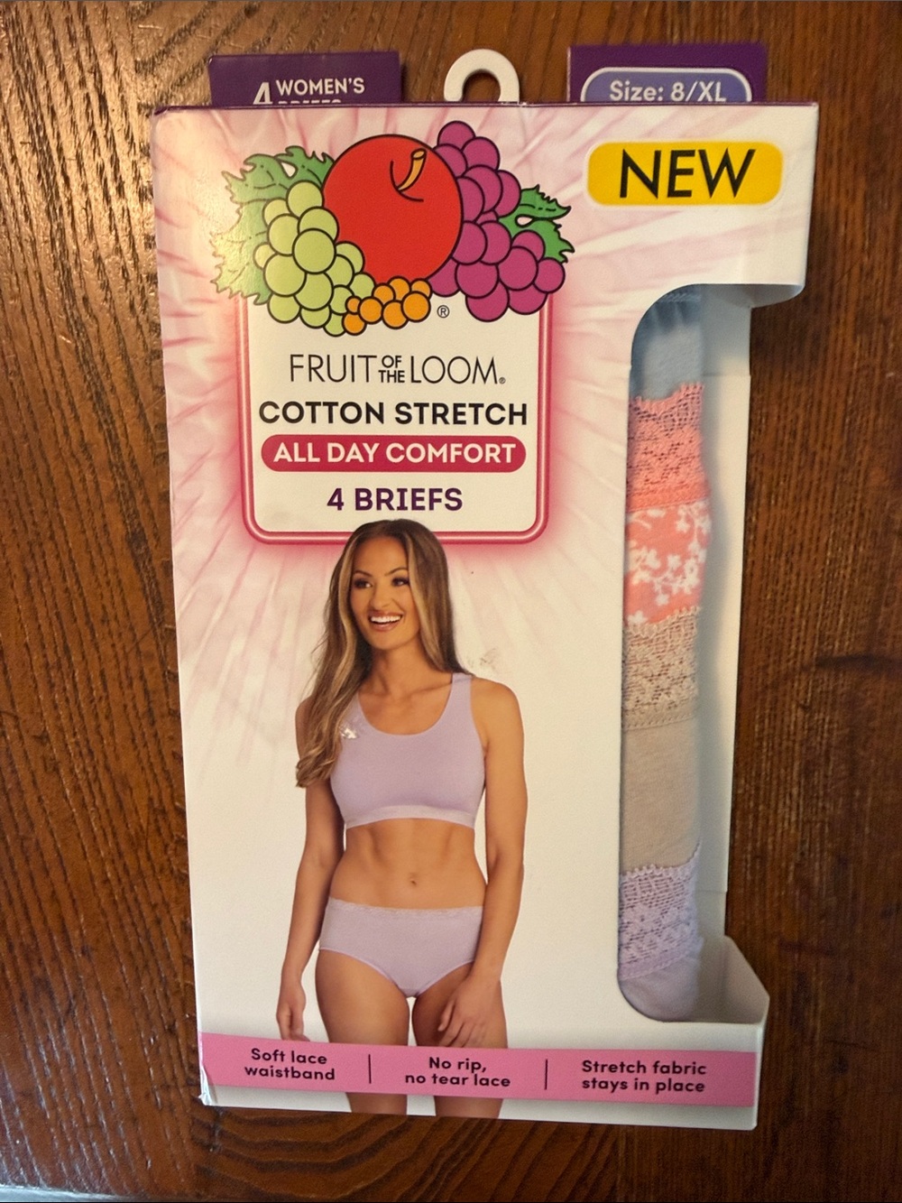 Fruit of the Loom Cotton Stretch Briefs - 4 Pack XL (size 8, 14-16). NWT.